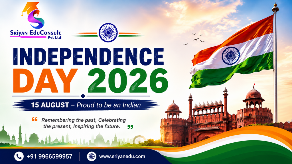 Independence Day 2026 poster featuring Indian flag and Red Fort